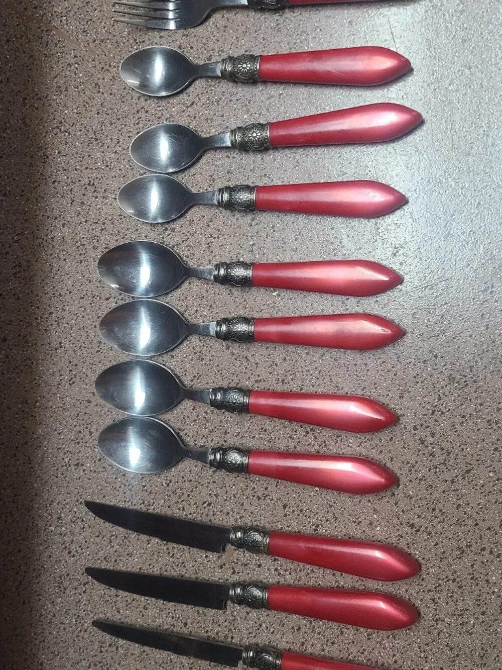 Pioneer Woman Red Cowgirl Lace Stainless Steel Flatware Lot of 11 Mixed Lot